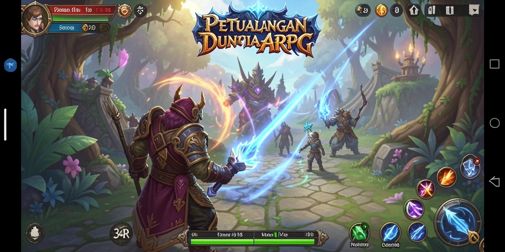 Tampilan menarik dari gameplay ARPG 34R dengan pertarungan epik.