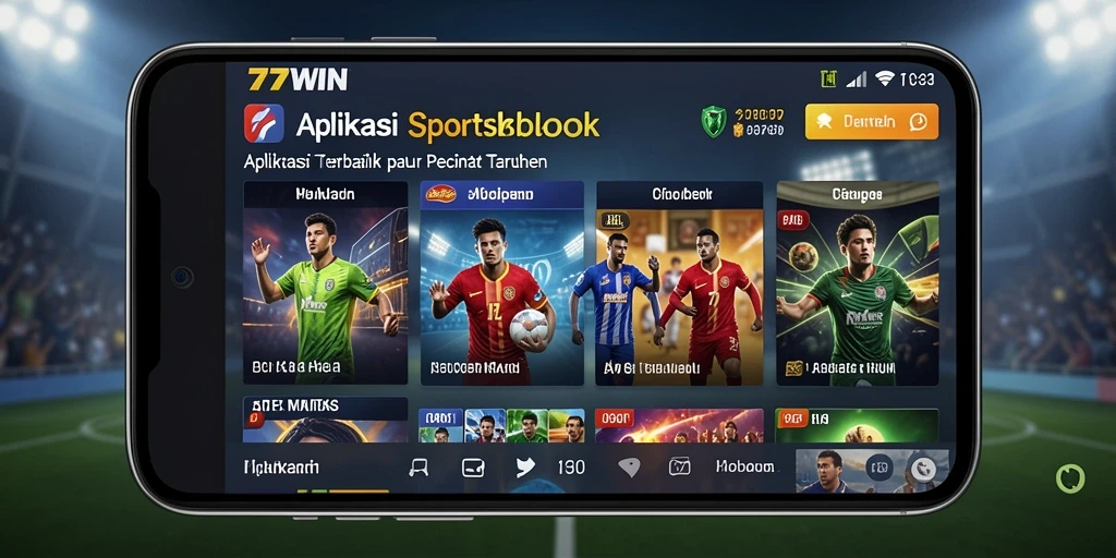 Tampilan utama 77WIN dengan opsi taruhan olahraga.