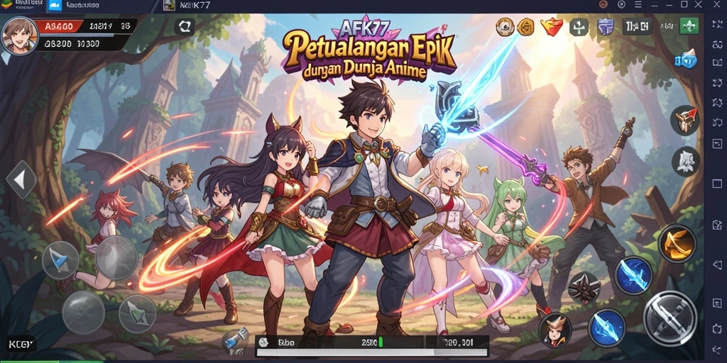 Screenshot gameplay AFK77 menampilkan aksi karakter anime yang menakjubkan.