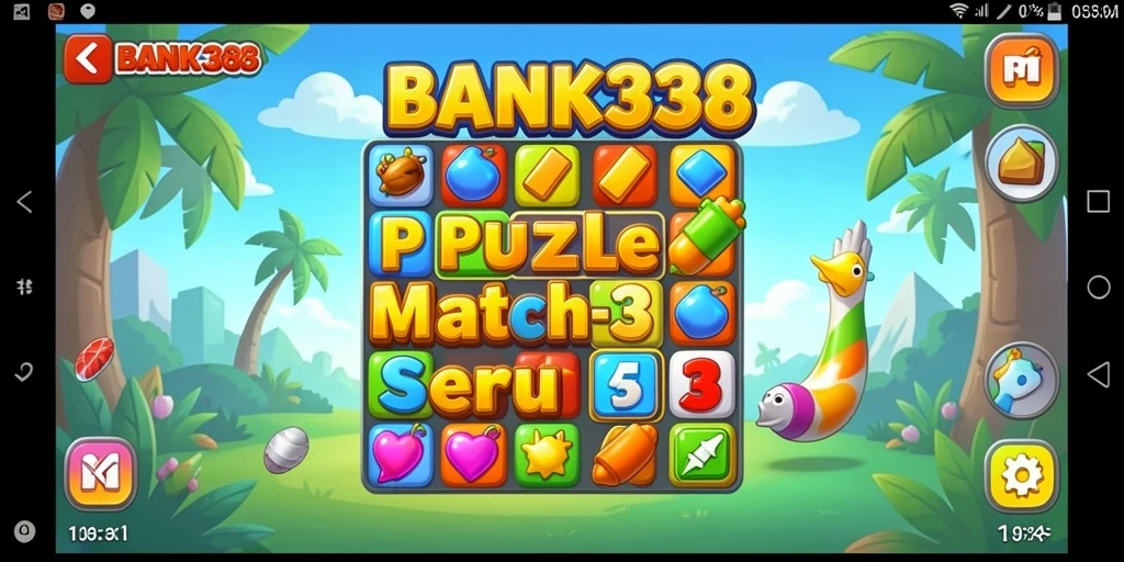 Screenshot utama BANK338 yang menampilkan gameplay Match-3 yang seru.