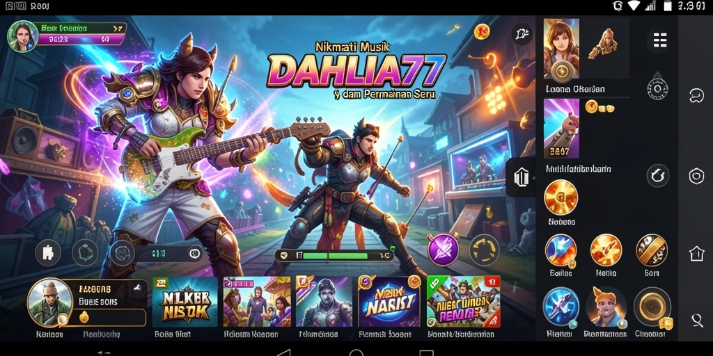 Screenshot DAHLIA77 menampilkan gameplay musik yang seru dan interaktif.