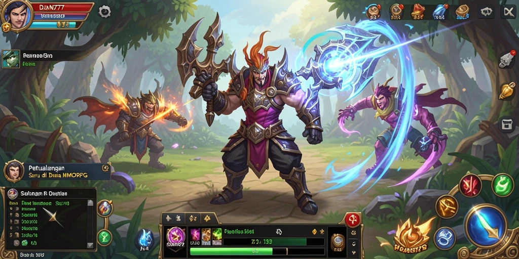 Tampilan gameplay seru di dunia fantasi MMORPG.