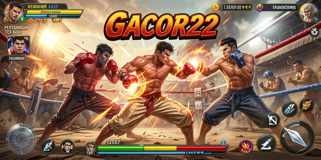 Gameplay GACOR22 yang mendebarkan dengan karakter bertarung.
