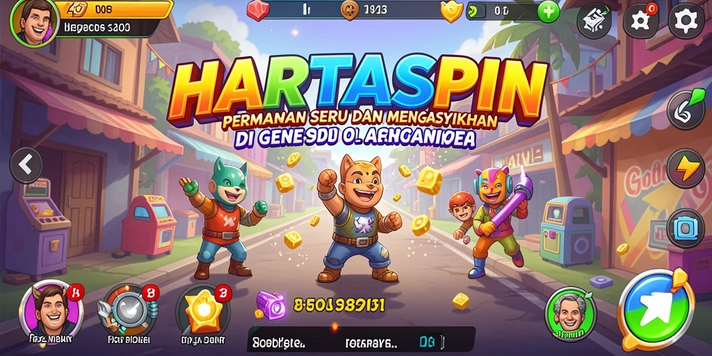 Tampilan gameplay HARTASPIN yang seru dan penuh warna.