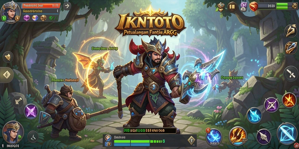 Tampilan gameplay seru di IKNTOTO dengan karakter dan monster fantastis.