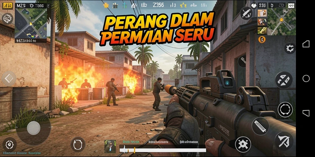 Tangkapan layar utama MZ356 menampilkan aksi pertempuran TPS yang epik.