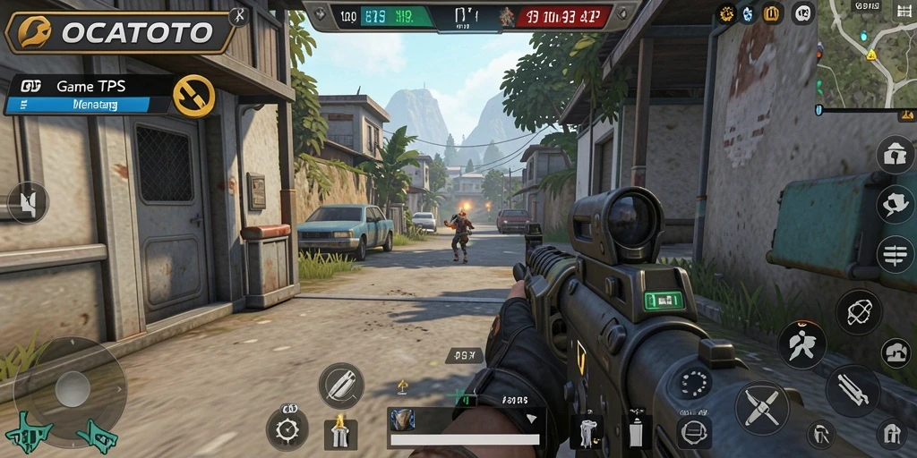 Tangkapan layar gameplay OCATOTO yang mendebarkan dalam pertempuran TPS.