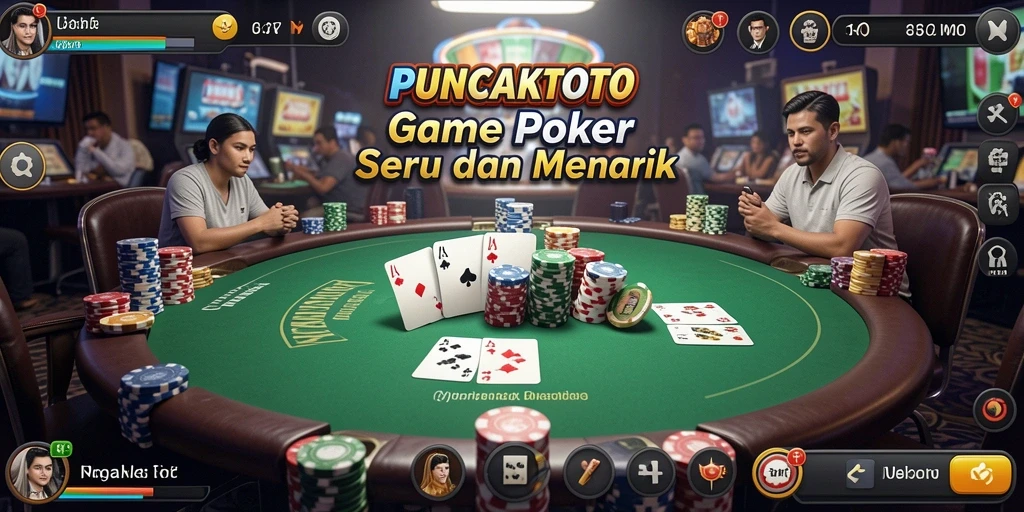 Gameplay seru di PUNCAKTOTO dengan suasana poker yang mendebarkan.