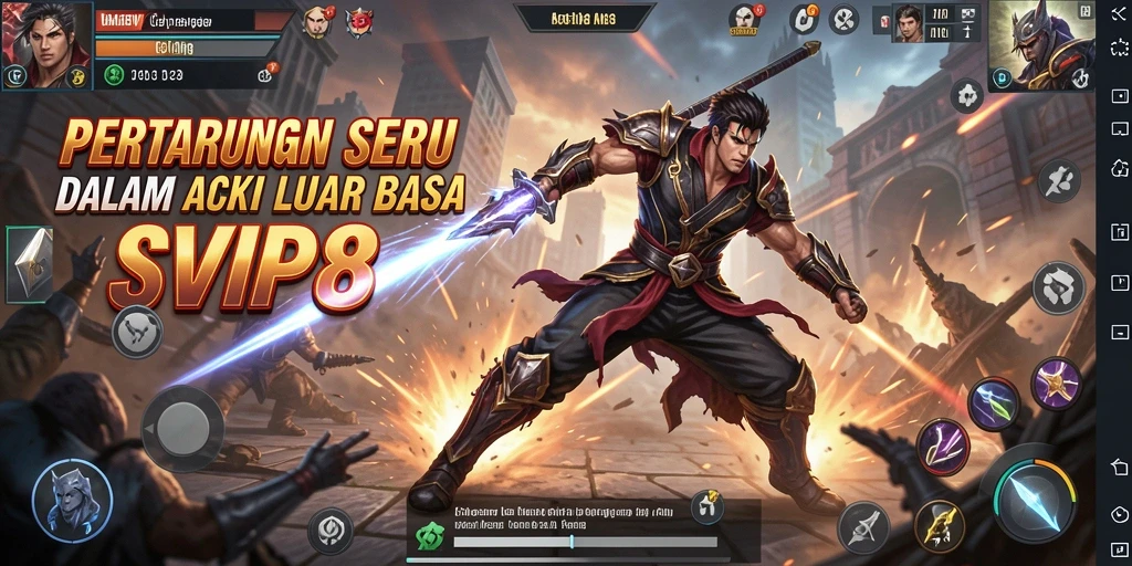 Tangkapan layar utama menampilkan aksi seru dalam permainan SVIP8.