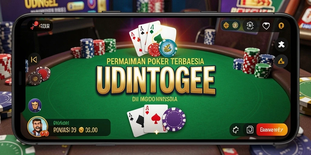 Tampilan antarmuka permainan poker yang menarik dan interaktif.