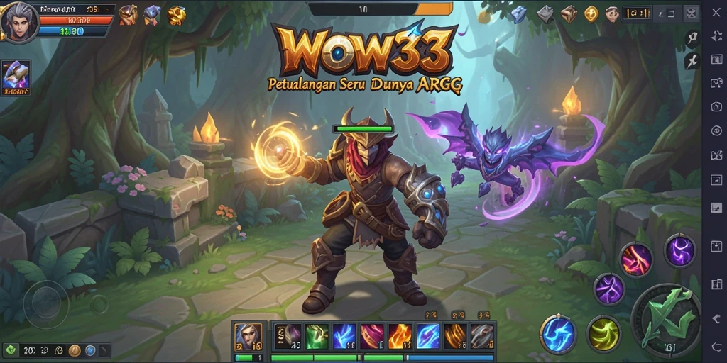 Screenshot gameplay WOW33 menampilkan pertarungan seru dengan efek visual menawan.