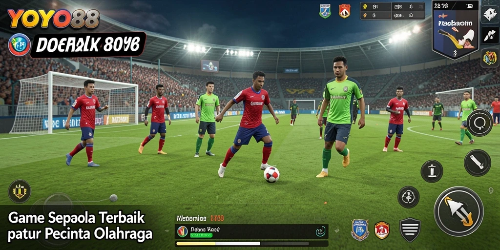 Screenshot gameplay <strong>YOYO88</strong> menunjukkan aksi seru di lapangan sepak bola.